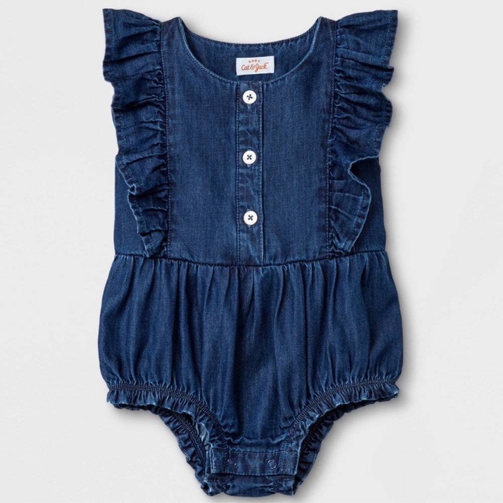 Cat & Jack baby girl denim ruffled bodysuit